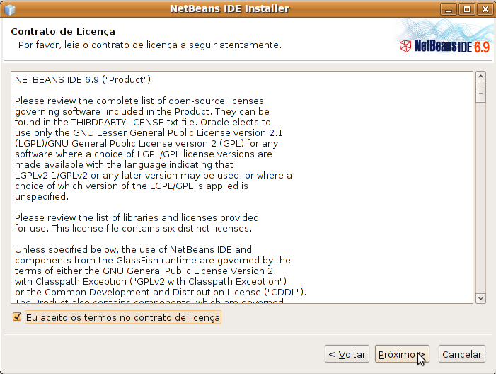 3.1.2 Instalação do NetBeans Em computadores com Linux, o método preferencial para instalar o NetBeans IDE é usando o instalador binário. O instalador pode ser encontrado no site http://netbeans.