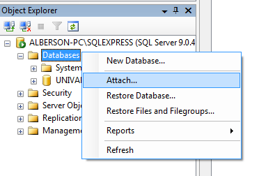 2 ATTACH DATABASE Este recurso é utilizado para acessarmos um banco de dados no SQL-SERVER.
