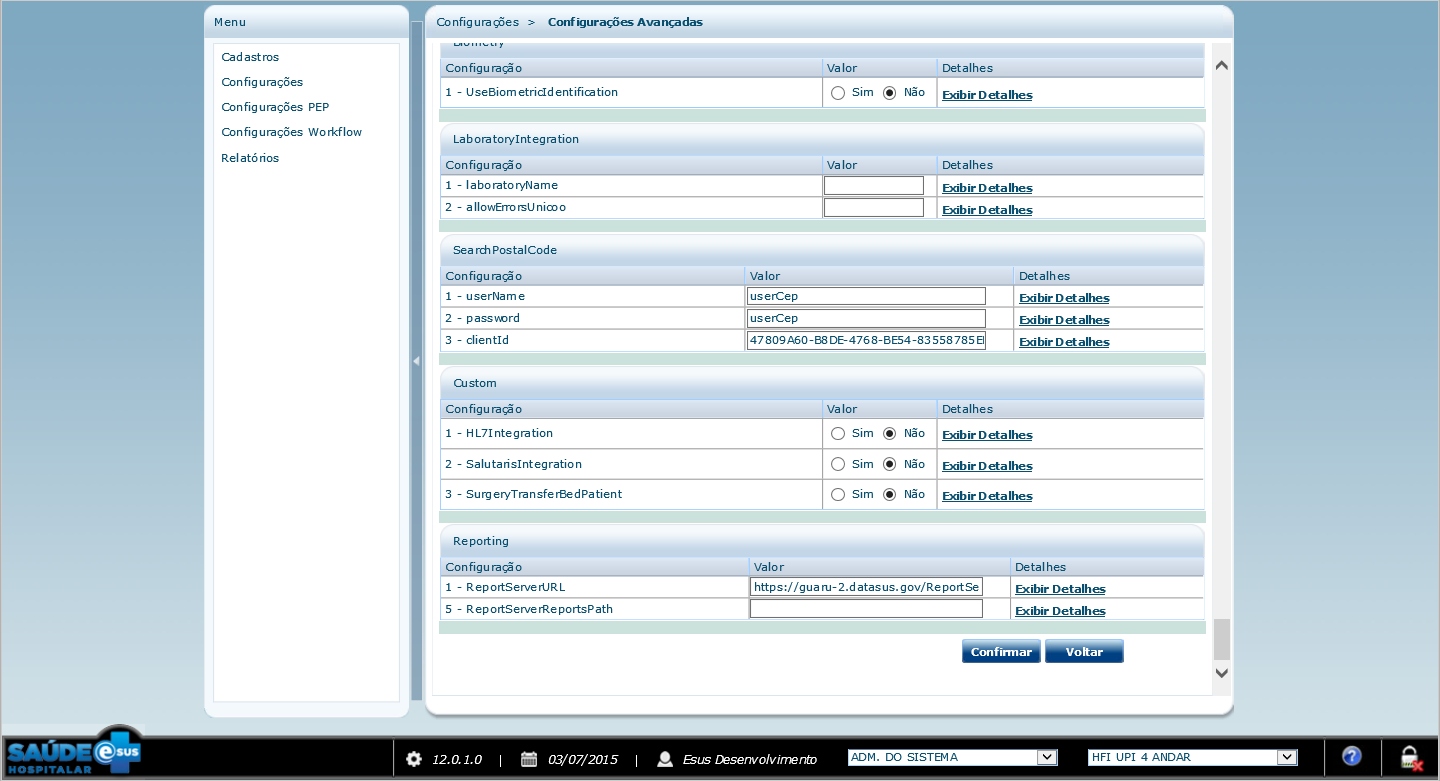 Ao final em ReportServerURL, informar a URL do Web Service