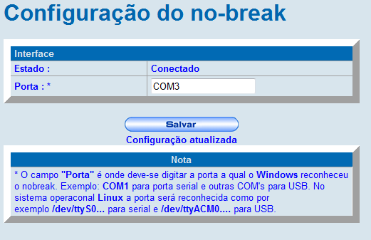 Manual Software de Monitoração NHS 3.0 15 Figura 17: Configuração / Nobreak 3.2.