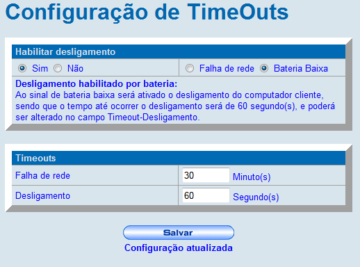 Manual Software de Monitoração NHS 3.0 17 Figura 19: Configuração / TimeOut 3.2.