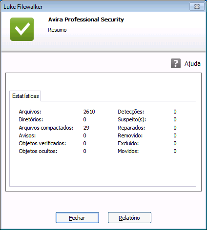 Scanner Relatório O arquivo do relatório da verificação será mostrado. 6.2.