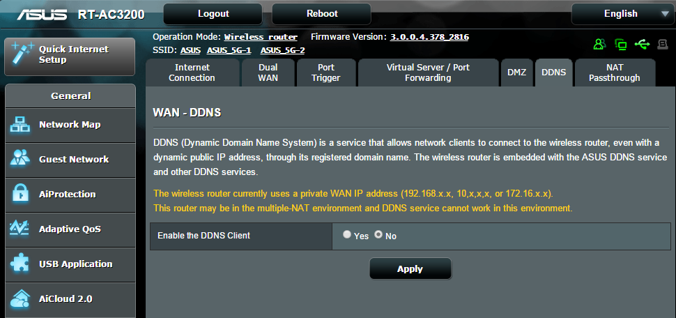 4.3.5 DDNS A configuração de DDNS (Dynamic DNS) permite-lhe aceder ao router a partir do exterior da sua rede através do Serviço ASUS DDNS ou outro serviço DDNS. Para configurar o DDNS: 1.