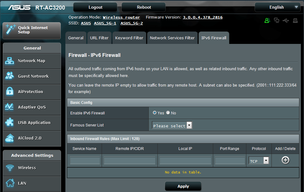 Para configurar um Filtro de Serviço de Rede: 1. No painel de navegação, aceda a Advanced Settings (Definições avançadas) > Firewall > separador Network Service Filter (Filtro de Serviço de Rede). 2.