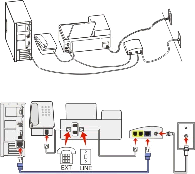 Enviando fax 75 Dicas para essa configuração: Para verificar se a porta telefônica do adaptador VoIP está funcionando, conecte um telefone analógico à porta telefônica e ouça o tom de discagem.