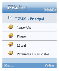 Figura 2.1. Tela do PVANet sem adaptação (esquerda) e adaptado (direita) para uso em um dispositivo móvel. Fonte: (SILVA, 2008) 2.