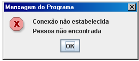 Mensagem de erro quando o código inválido é informado.