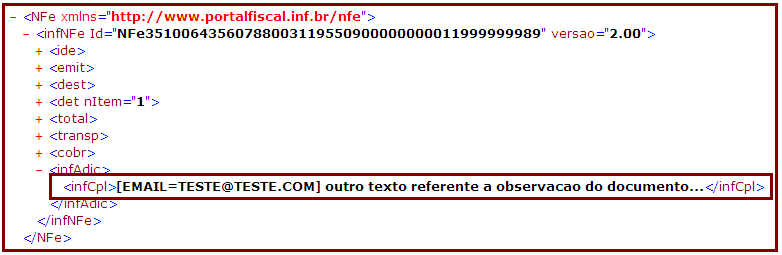 No print abaixo podemos observar o que deve estar contemplado na estrutura do arquivo XML e a forma correta, para que este mecanismo funcione corretamente.