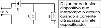 11.19. (Fuvest) Na cozinha de uma casa, ligada à rede elétrica de 110 V, há duas tomadas A e B.