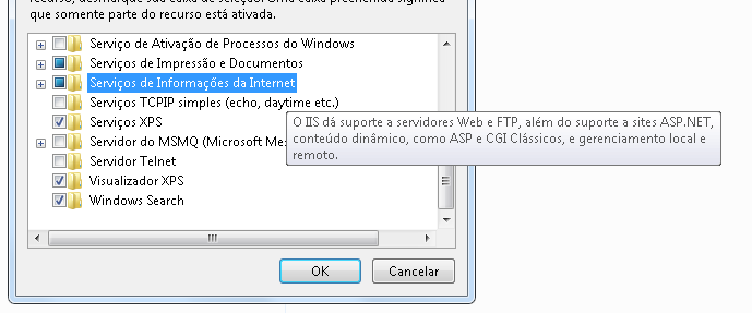 Como conferir a instalação Instale o IIS no Windows.