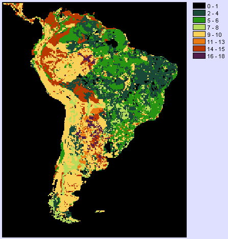Figura 2.1.9. Novo mapa de solos A nova parametrização de solos foi utilizada no Modelo Simples de Água no Solo do INPE para simular as condições de umidade no solo sobre a região.