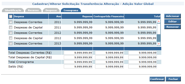 SIGEF/SC Sistema Integrado de Planejamento e Gestão Fiscal de Santa Catarina Valor Unitário (R$) Valor Total (R$) Quantidade do material/obra/serviço da despesa.
