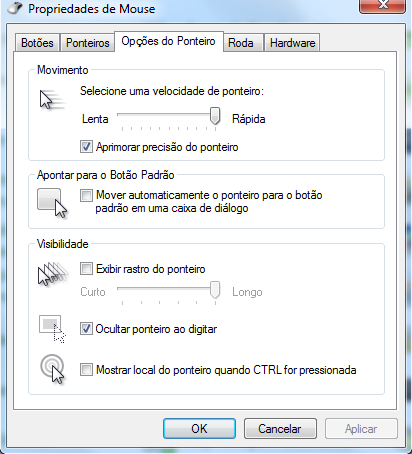 Manter a velocidade alta faz com que o mouse fique mais sensível a pequenos movimentos favorecendo o deslocamento do cursor do mouse por