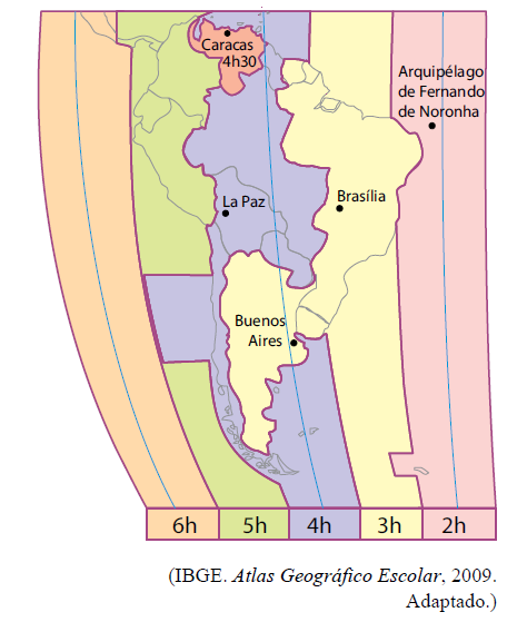 Questão 49 O mapa representa as diferenças de horário na América do Sul em função dos diferentes fusos. A seção de abertura da Rio+20 ocorreu no Rio de Janeiro, no dia 20 de junho de 2012.