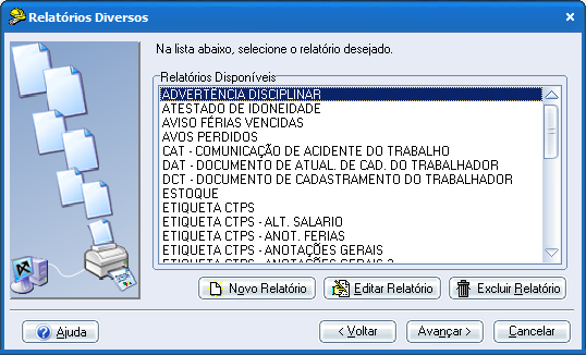 Podemos gerar informações sobre as etiquetas de CTPS, o CAT, informações de férias vencidas, advertência disciplinar, enfim, podemos gerar diversos