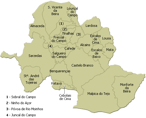 Fig. 2 As freguesias do concelho de Castelo Branco O concelho de Castelo Branco tem 54.