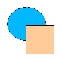 Seleções de objetos para rotação são indicadas por pequenos círculos vermelhos, e um símbolo representando o centro de rotação.