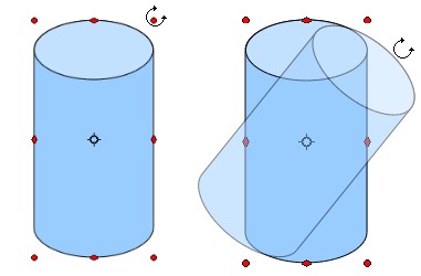 O eixo de inclinação é o ponto diretamente oposto ao ponto central da alça utilizada para inclinar o objeto.