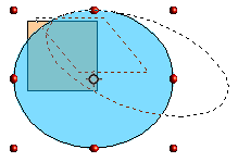 Figura 121: Girando um objeto Inclinação e perspectiva Para inclinar, utilize as alças vermelhas localizadas no ponto central de um dos lados dos objetos selecionados.