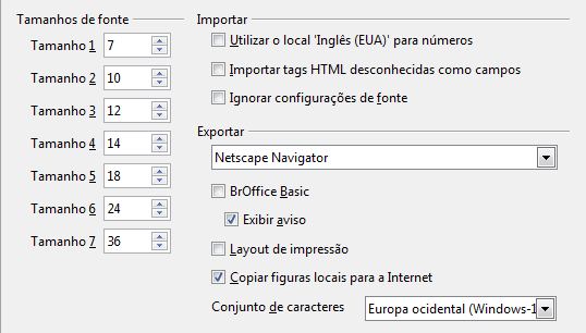 Figura 39: Escolhendo as opções de compatibilidade com HTML Importar- Utilizar o local 'Inglês (EUA)' para números Quando estiver importando números de uma página HTML, os caracteres de separação de