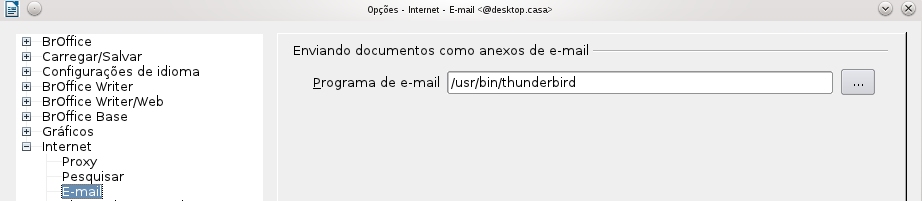 Figura 44: Opções de internet mostrando a página de E-mail disponível para usuários de Linux Figura 45: Especificando uma conta no servidor MediaWiki Controlando as funções de Correção Automática do
