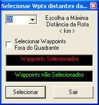 5.2 Selecionando Waypoints Distantes das Rotas Esta função está disponível no menu Ferramentas e possibilita apagar todos os Waypoints distantes das Rotas, permitindo que o GPS seja alimentado