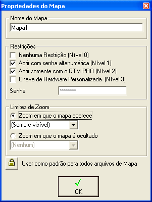 6.5 Configurando Arquivos MAP As propriedades dos mapas aplicam-se unicamente aos arquivos MAP, entretanto, os parâmetros de configuração são também gravados em arquivos GTM a título de registro.