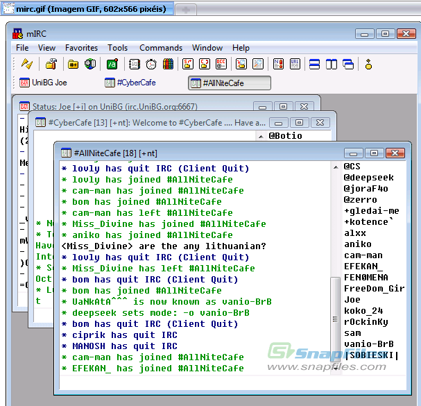 68 Fig. 7 - Printscreen de um quadro de chat no IRC 11 De facto, segundo Schiano (1997) cit.