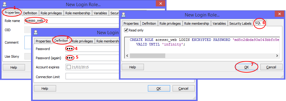 PostgreSQL Primeiros Passos no Microsoft Windows Márcio A. Siena Página 20 de 25 Repare, no Object browser, sob Login Roles, o novo, recém-criado, acesso_web.