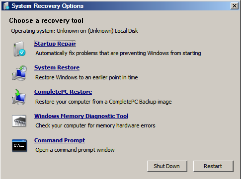 SUPORTE TÉCNICO WINDOWS VISTA WinRE O Novo Windows Recovery Environment (WinRE) pode ser usado para resolver problemas quando o Windows não inicia.