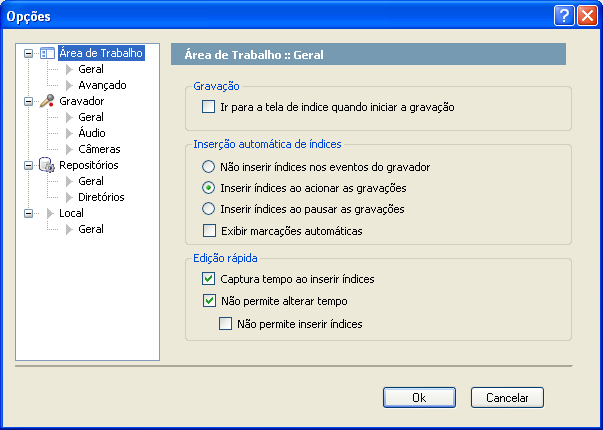 Configurações Menu: Ferramentas / Configurações O DRS Audiências permite que você modifique e personalize diversos parâmetros: Configurações gerais de gravação Dispositivos de gravação Parâmetros de