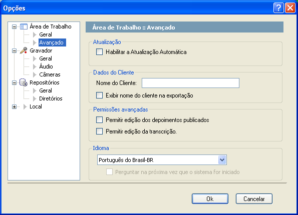 Área de trabalho / Avançado Menu: Ferramentas / Configurações / Área de Trabalho Atualização Habilita a atualização automática do DRS Audiência (Se o produto estiver registrado).