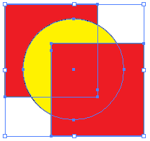 Crie: as seguintes formas em sua janela de desenho: - Quadrado: Preenchimento: Vermelho / Contorno: Nenhum - Elipse: Preenchimento: Amarelo / Contorno: Nenhum - Quadrado: Preenchimento: Vermelho /