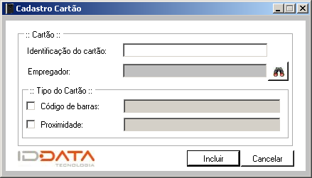 Se a operação for executada com sucesso, será exibida a seguinte mensagem: Figura 6.4.3 Inserção concluída 6.5. Cadastrando Cartão Para adicionar cartão proximidade e/ou barras: (Figura 6.5.1) - Preencha o campo Identificação do cartão.