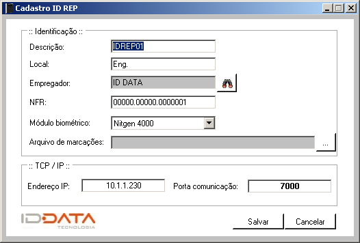 Figura 9.2.1 Alterar cadastro do REP Na aba Geral, o operador poderá verificar qual empregador está no equipamento e enviar um empregador que está na base de dados para equipamento.