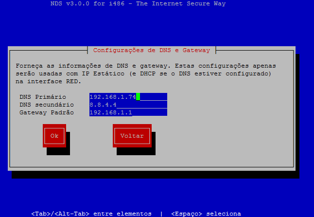 Apague o que estiver digitado no DNS primário e digite o IP de seu