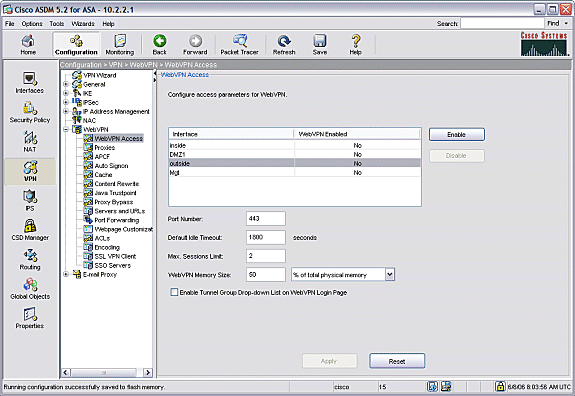 Procedimento Configure a WebVPN no ASA ao executar quatro passos principais: Habilite a WebVPN em uma interface do ASA. Crie uma lista de servidores e/ou URLs para o acesso da WebVPN.