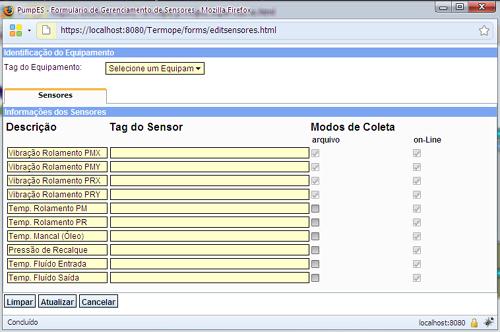 Figura 4 - Formulário para gerenciamento dos sensores.