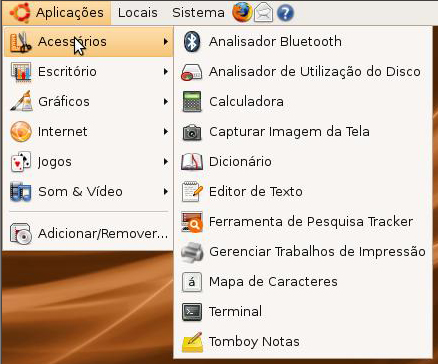 18 Conhecendo o terminal: Uma vez dentro do Ubuntu, tanto rodando do CD como já instalado no seu PC, você precisa saber como digitar os códigos e comandos que iremos usar sempre no Ubuntu.