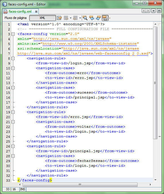 Figura 4.4: Esta figura mostra os dados em XML gerados pela IDE Netbeans A tecnologia JSF 2.