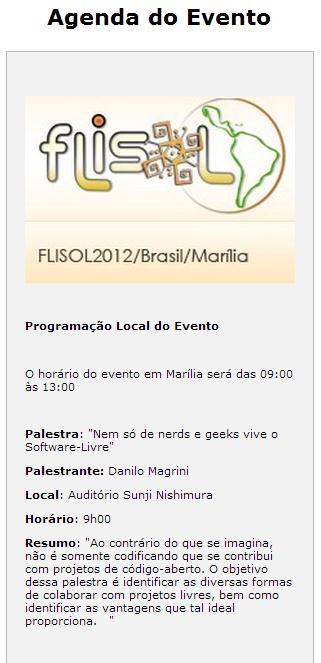 opção para inserção de uma imagem: Figura 73 - Inserindo a agenda do evento