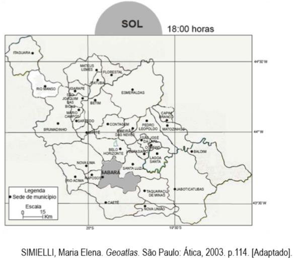 A leitura e a interpretação do mapa, por meio da análise da rede geográfica e dos pontos de referência, indicam que o município de Sabará localiza-se. a) ao Norte de Belo Horizonte e ao Sul de Caeté.