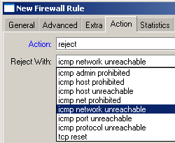 Firewall FiltersRules Algumas ações que podem ser tomadas nos filtros de firewall: passthrough: Contabiliza e passa adiante.