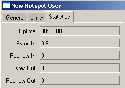 HotSpot Usuários Limit Uptime: Limite máximo de tempo de conexão para o usuário. Limit Bytes In: Limite máximo de upload para o usuário.