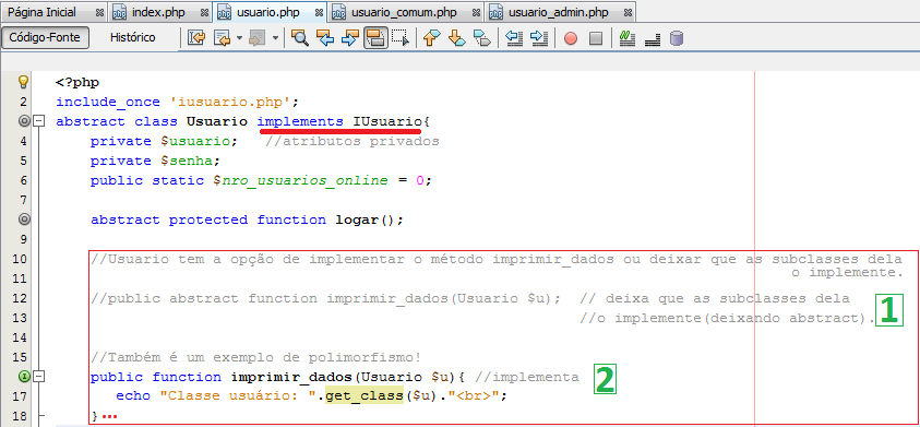 Quando é definido que o método imprimir_dados (Usuario u) recebe um objeto u da classe Usuario, significa que o método está sendo forçado a receber um objeto deste tipo.