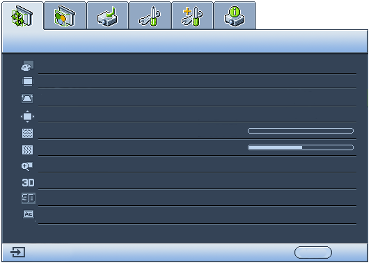 Utilizar os menus O projector está equipado com menus de ecrã para a realização de diversos ajustes e definições.