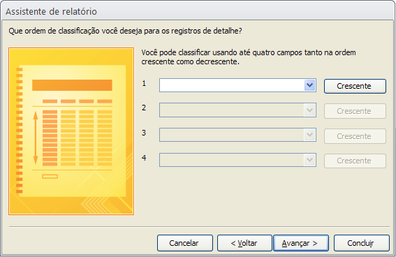 Capítulo 5 Gerar Relatórios Opções de Classificar por alguns campos e avançar