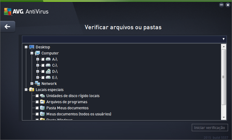 verificação de todo o computador: todos os vírus encontrados serão reparados ou removidos para a Quarentena de vírus.