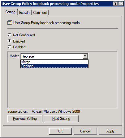 Como configurar o Loopback processing Mode?