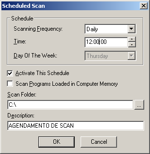 Figura 3 Configuração do Clamwin Agendamento de scan No Clam Sentinel, também é possível personalizar as extensões a serem verificadas, afim de ganhar agilidade no monitoramento em real time.